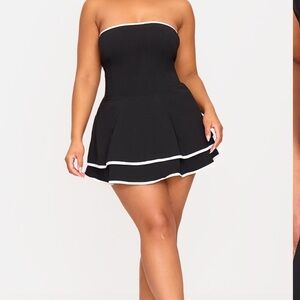 Black Strapless Dress with White Trim